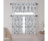 Kate Aurora Country Living Farmhouse 3 Pc Solid Cafe Kitchen Curtain Tier & Tucked Valance Set