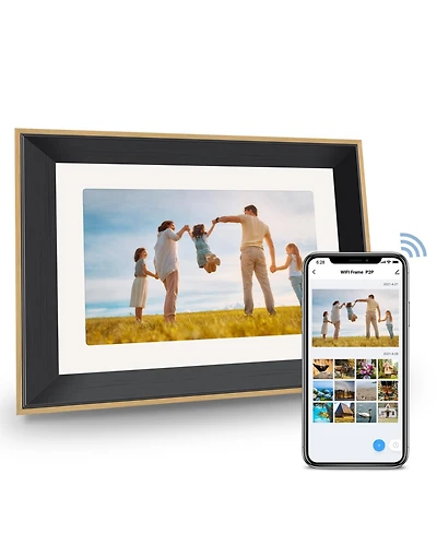 Eco4Life 10.1" WiFi Digital Photo Frame with Photos/Videos sharing - with Wood Frame