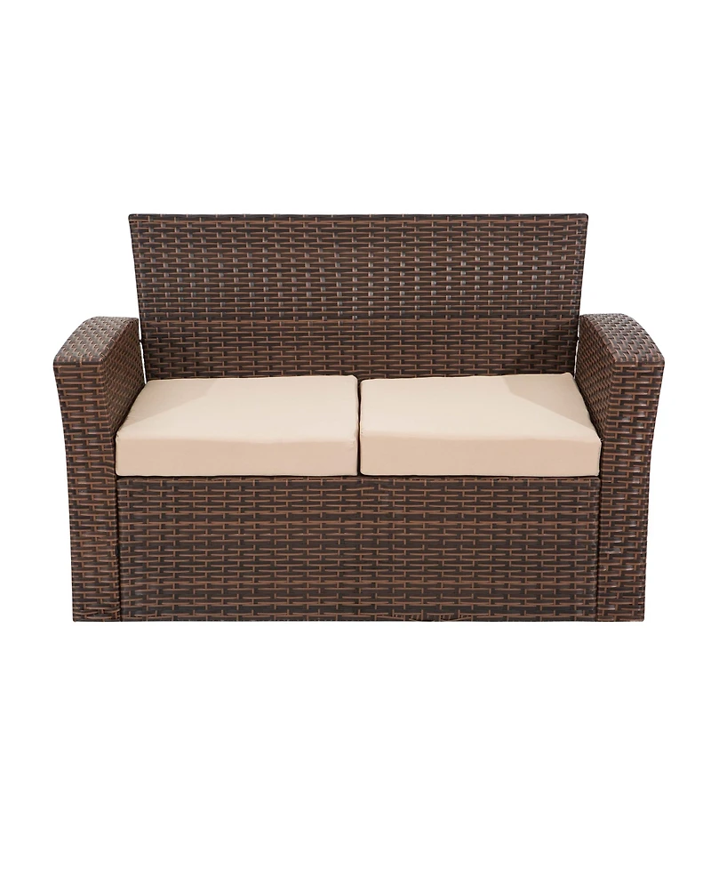 WestinTrends 4 Piece Outdoor Wicker Rattan Conversation Sofa set with Coffee table