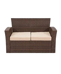 WestinTrends 4 Piece Outdoor Wicker Rattan Conversation Sofa set with Coffee table