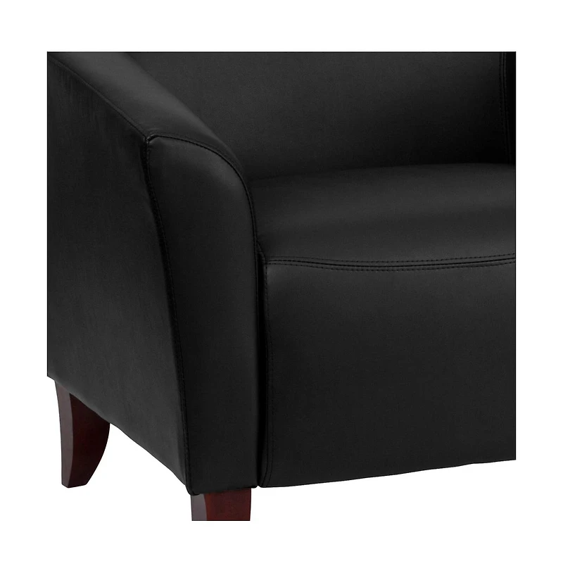 Leathersoft Reception/Living Room Loveseat With Cherry Wood Feet