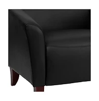 Leathersoft Reception/Living Room Loveseat With Cherry Wood Feet
