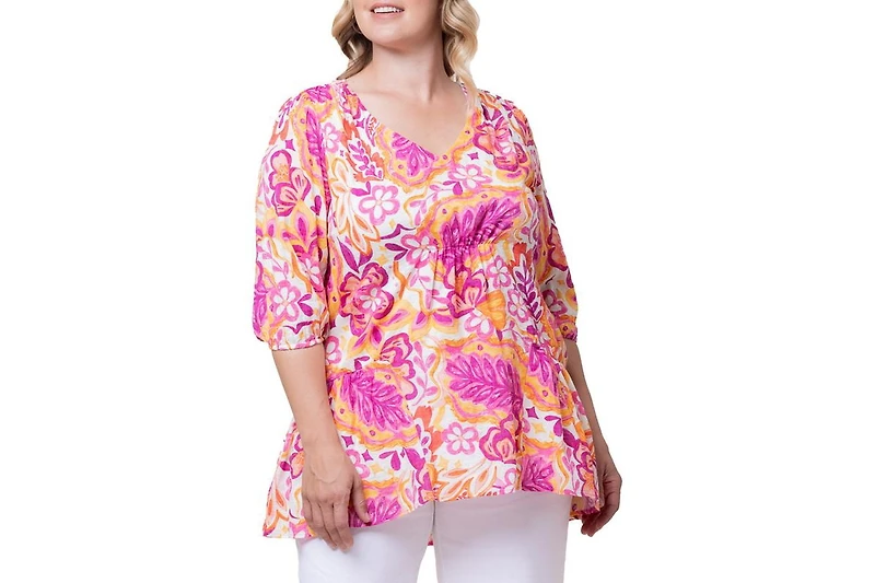 Kiyonna Women's Plus Oasis V-Neck Tunic Top