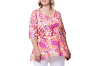 Kiyonna Women's Plus Oasis V-Neck Tunic Top
