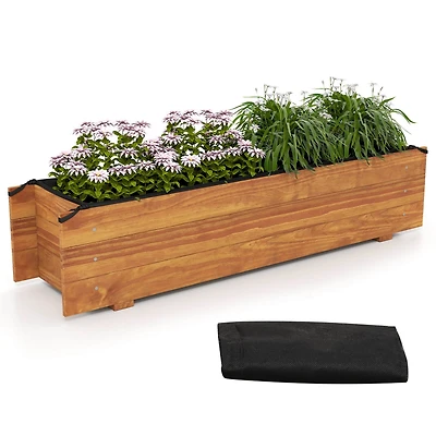 Raised Garden Bed Wood Rectangular Planter Box with 2 Drainage Holes
