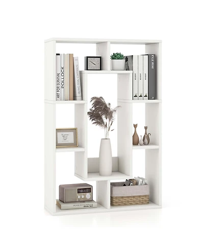 7-Cube Geometric Bookshelf with Anti-Toppling Device Modern Open Bookcase