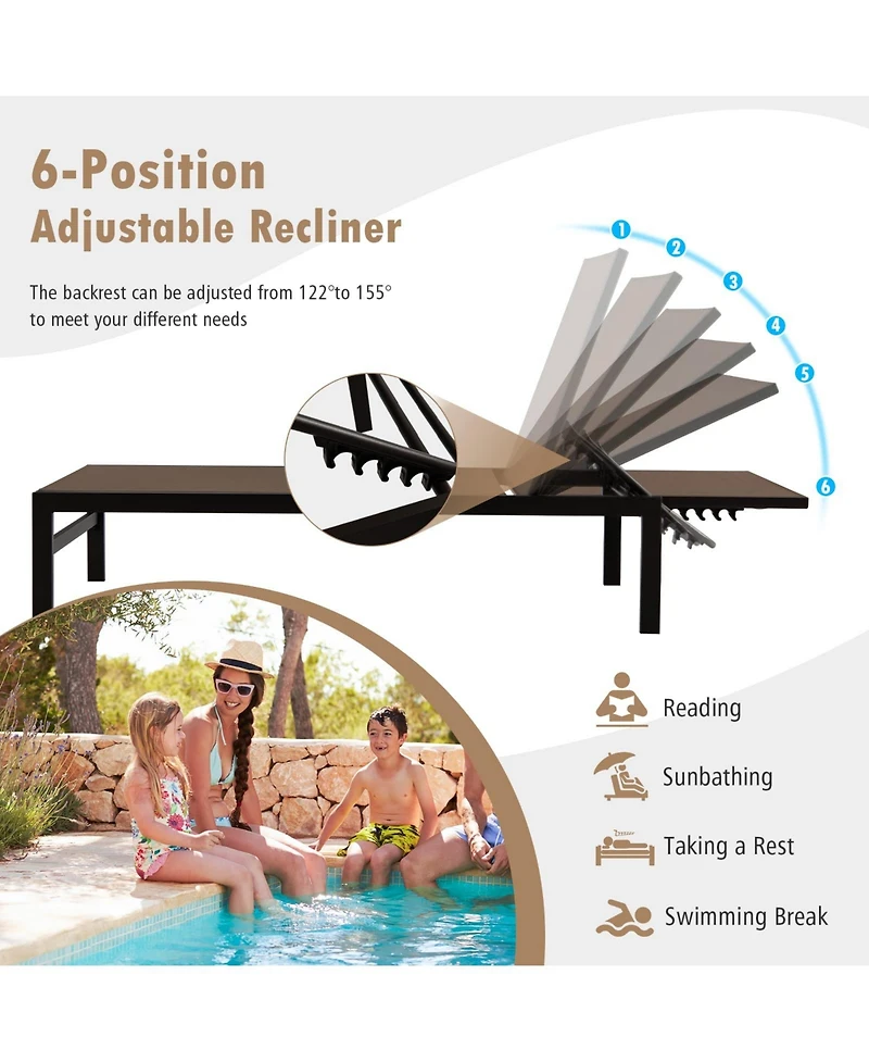 Inolait Sugift 6-Position Chaise Lounge Chairs with Rustproof Aluminium Frame