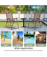 Sugift Set of 2 Patio Folding Sling Back Camping Deck Chairs