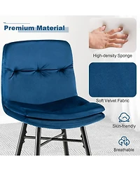 Sugift 2 Pieces 29 Inch Velvet Bar Stools Set with Tufted Back and Footrests