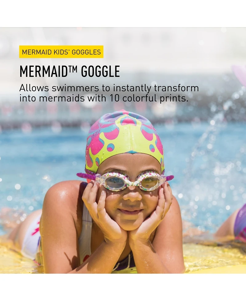 Finis Girls Mermaid Goggle - Fun Swim Goggles with Anti-Fog and Uv Protection, Adjustable Fit ren Ages 4-10