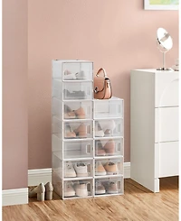 Set of 12 Stackable Shoe Organizers for Closet or Entryway, Fits Sneakers