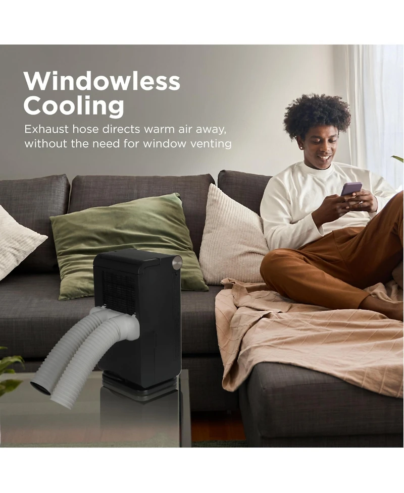 Black+Decker 3-in-1 Personal Portable Air Conditioner, Portable Fan & Dehumidifier, Windowless Air Conditioner with Electronic Control Panel, Led Disp