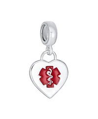 Bling Jewelry Heart Shape Medical Id Dangle Bead Charm Sterling Silver Fits European Bracelet
