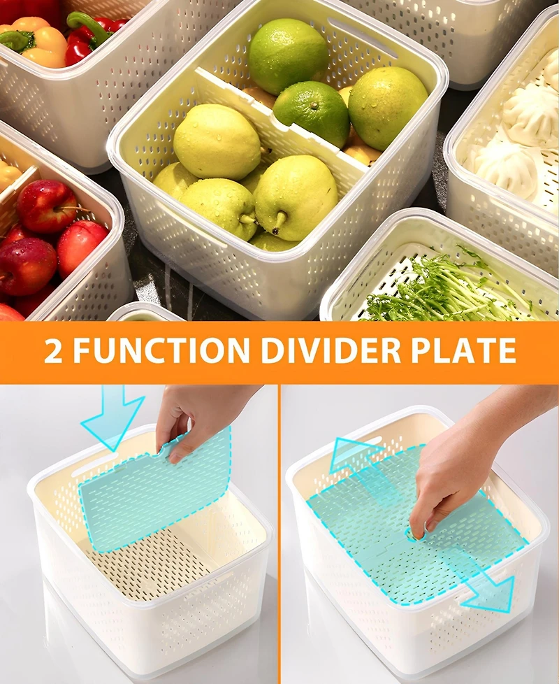 6 Piece Food Storage Container Set with Colander and Divider Plates