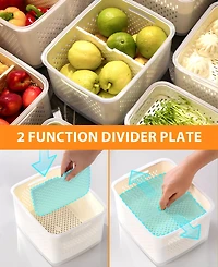 6 Piece Food Storage Container Set with Colander and Divider Plates