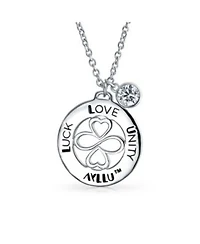 Bling Jewelry Ayllu Heart Infinity Clover Love Luck Unity Round Disc Pendant Necklace Sterling Silver