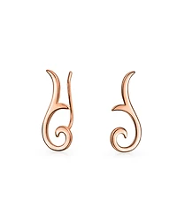 Bling Jewelry Minimalist Geometric Tribal Scroll Ear Pin Crawlers Climbers Earrings Rose Gold Plated Sterling Silver