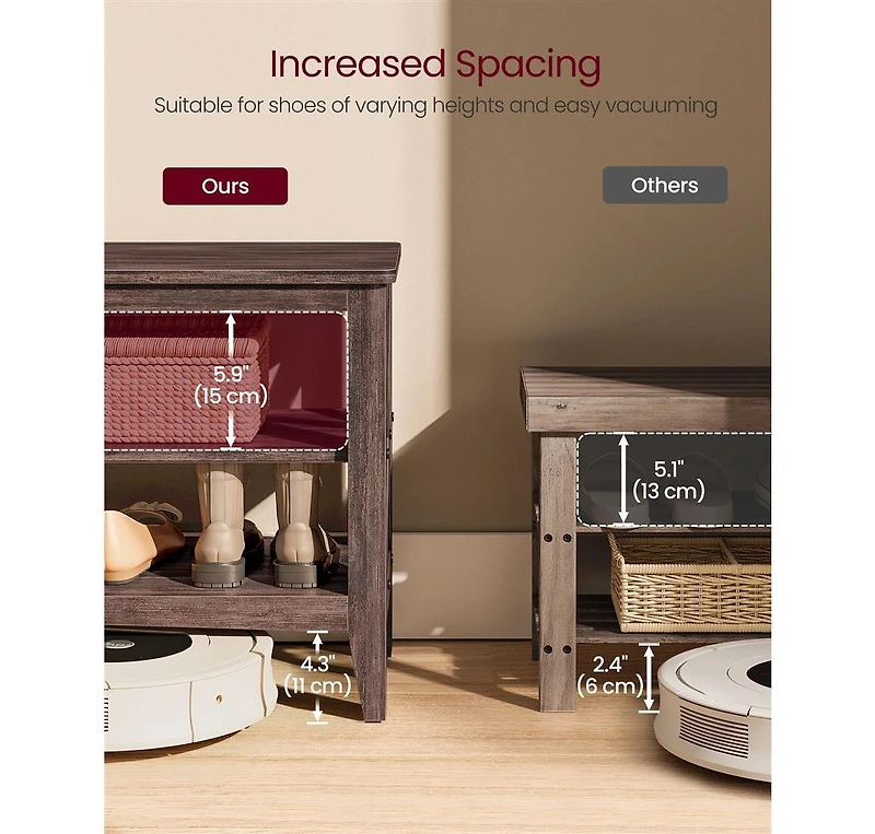 Entryway Storage Bench with Shelves for Shoes and Accessories Living Room