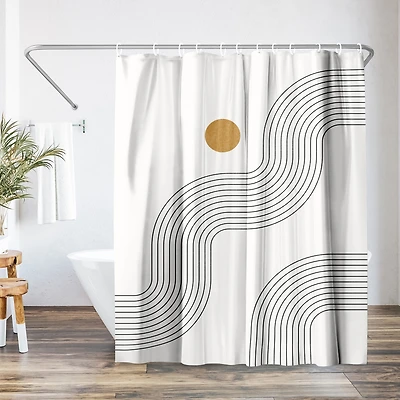 71x74 Geometric Shower Curtain - Boho Geometric Lines by Tetyana Karankovska