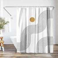 71x74 Geometric Shower Curtain - Boho Geometric Lines by Tetyana Karankovska