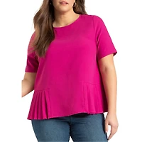 Eloquii Women's Plus Pleated Hem Top