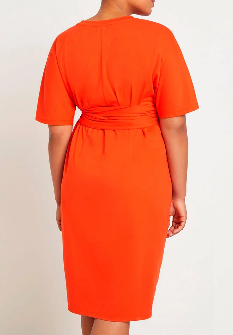 Eloquii Women's Plus Cross Front Flutter Sleeve Dress