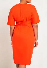 Eloquii Women's Plus Cross Front Flutter Sleeve Dress