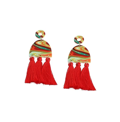 Sohi Women's Gold Tassel Drop Earrings