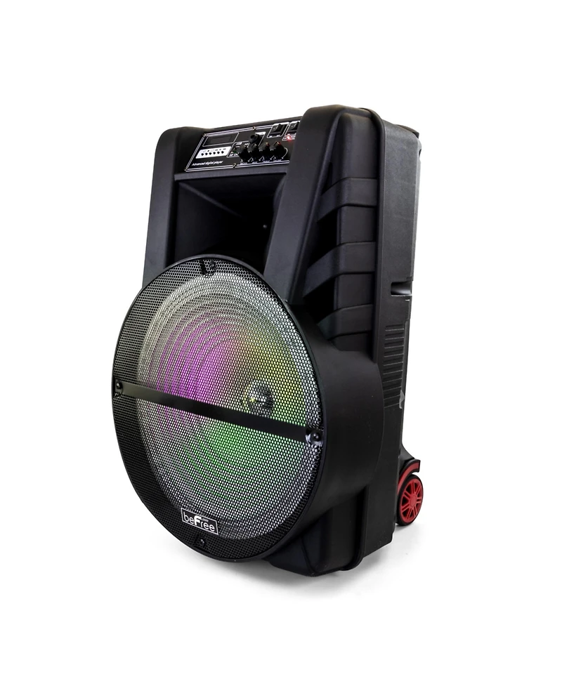 beFree Sound 15 Inch Bluetooth Portable Rechargeable Party Speaker with Led Lights and microphone