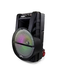 beFree Sound 15 Inch Bluetooth Portable Rechargeable Party Speaker with Led Lights and microphone