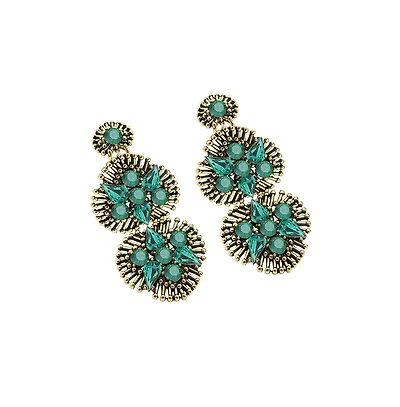 Sohi Women's Pink Stone Drop Earrings