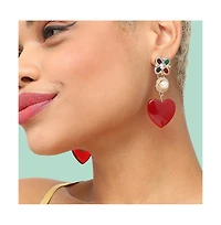 Sohi Women's Gold Royal Heart Drop Earrings