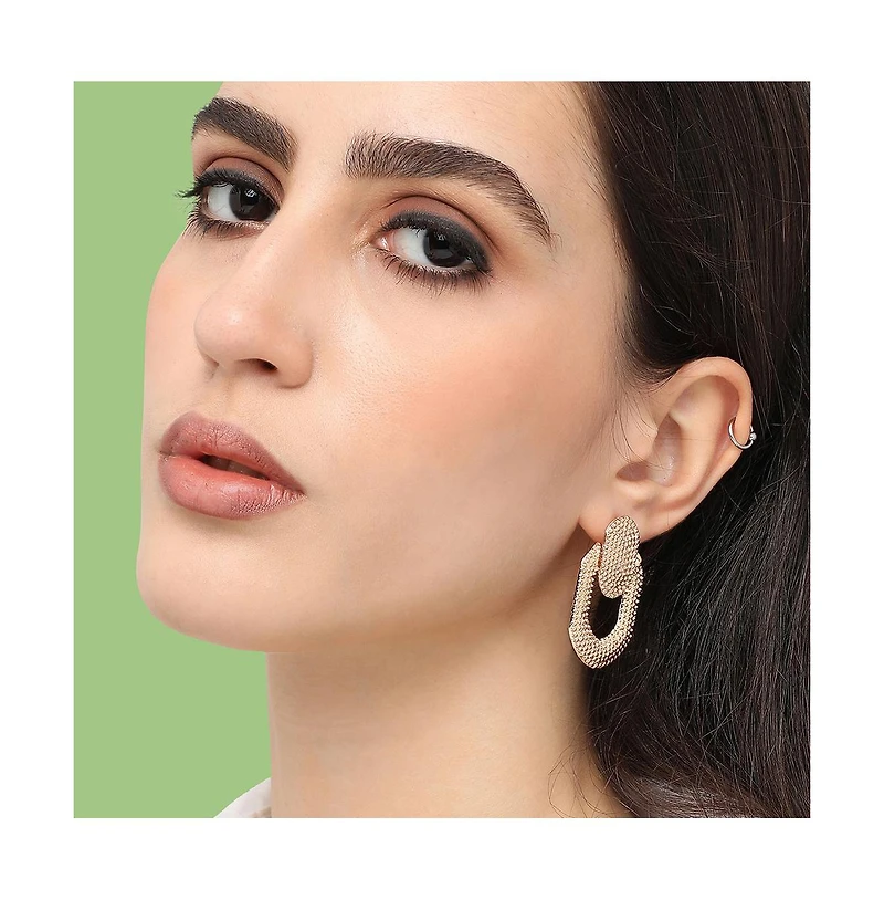 Sohi Women's White Dented Drop Earrings