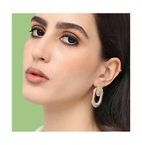 Sohi Women's White Dented Drop Earrings