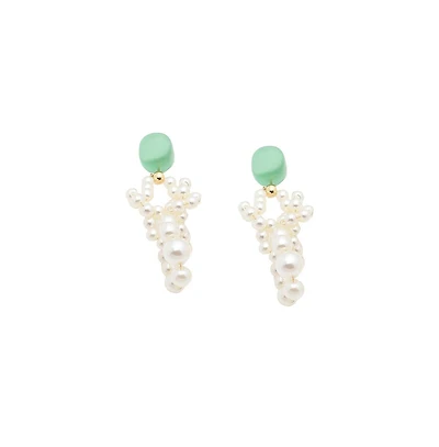 Sohi Women's White Snowball Drop Earrings