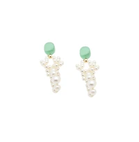 Sohi Women's White Snowball Drop Earrings