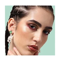 Sohi Women's White Snowball Drop Earrings