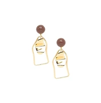 Sohi Women's Silver Ripple Drop Earrings