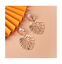 Sohi Women's Black Palm Leaf Drop Earrings