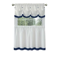 Kate Aurora Country Living Farmhouse 3 Pc Solid Cafe Kitchen Curtain Tier & Tucked Valance Set
