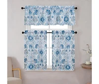 Kate Aurora Country Living Farmhouse 3 Pc Solid Cafe Kitchen Curtain Tier & Tucked Valance Set