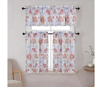 Kate Aurora Country Living Farmhouse 3 Pc Solid Cafe Kitchen Curtain Tier & Tucked Valance Set