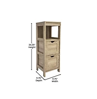 Merrick Lane Delilah 2 Drawer Bathroom Storage Cabinet Organizer With Open Display Shelf