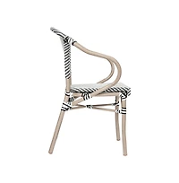 Merrick Lane Mael Set Of Two Stacking Thonet Bistro Style Chair With Arms, Textilene Seat, And Bamboo Finished Metal Frame For Indoor/Outdoor Use