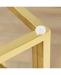 Streamdale Furniture Rectangular Glass Top Coffee Table with Stainless Steel Frame