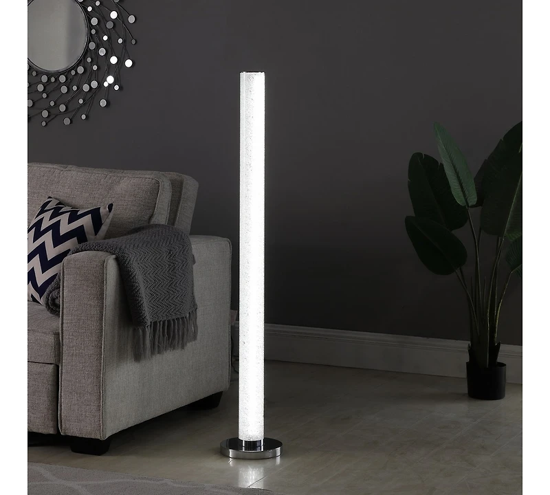 Streamdale 49" Led Illuminari White Crystal Sand Rocks Column Floor Lamp