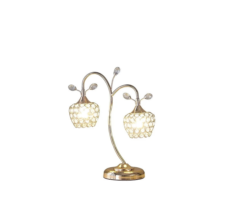 Streamdale 17.25" Rose Gold 2-Floral Bell Glam Metal Table Lamp