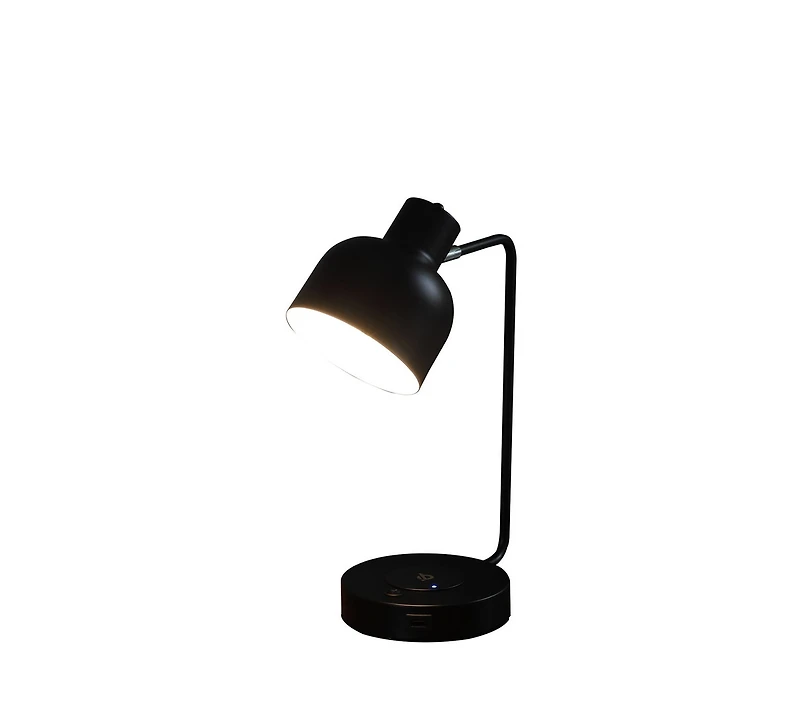 Streamdale Vadim Black Student Desk Lamp with Usb Port (15.25")