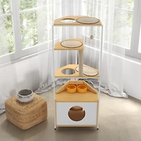 Streamdale Furniture Indoor Cat Tower with Feeding Station & Platforms