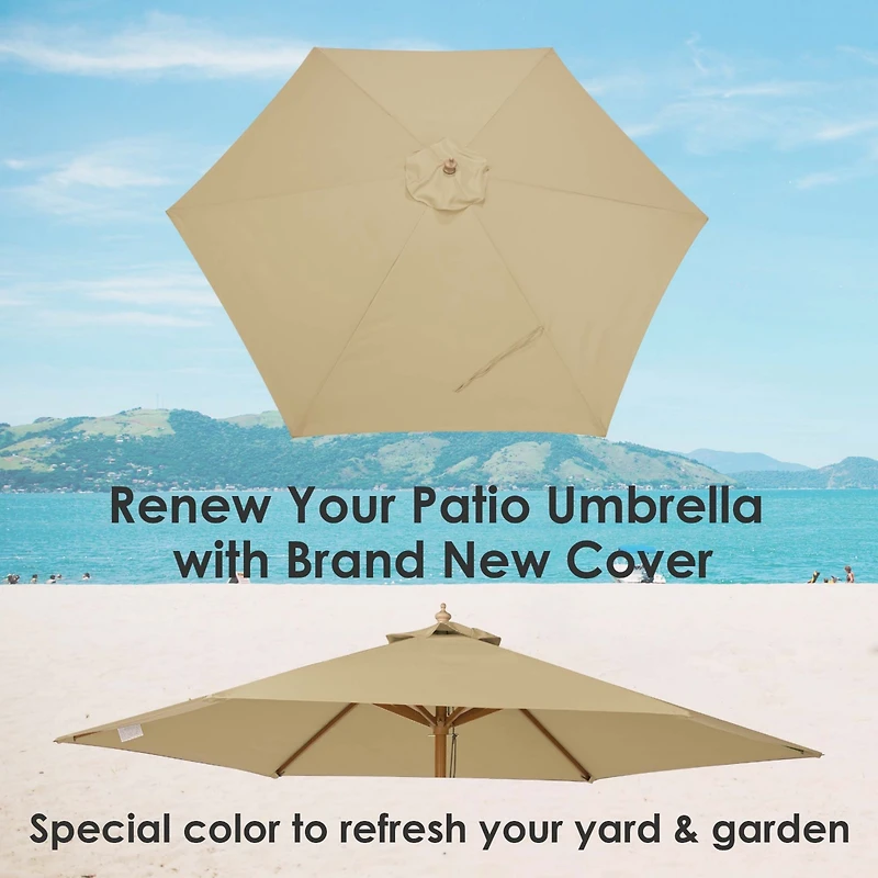 9FT Patio Umbrella Replacement Canopy 6 Rib Outdoor Yard Deck Cover Top